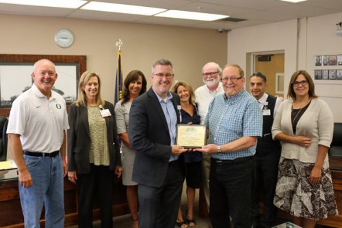 Pictured (L to R): Polk County commissioner Mike Ainsworth; Cheryl Wolfe, Salem Health president and CEO; Jennifer Broadus, West Valley Hospital director of clinical operations; Bruce Rodgers, West Valley Hospital Chief Administrative Officer; Karen Remington, Salem Health Medical Group clinics manager; Bob Brannigan, former Chief Administrative Officer, West Valley Hospital; Polk County board of commissioners chair Craig Pope; Bahaa Wanly, Salem Health Medical Group vice president and Salem Health COO, Sharon Heuer, Director of Community Benefit at Salem Health