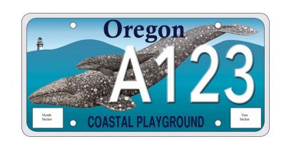 Proposed Oregon Coast and Gray Whale License Plate