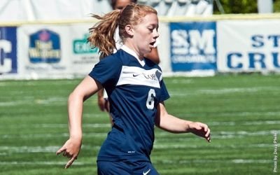 Alanna Robinson scored her first two collegiate goals in the 3-1 victory. Photo Courtesy: Doug Pfeiler - Corban Athletics