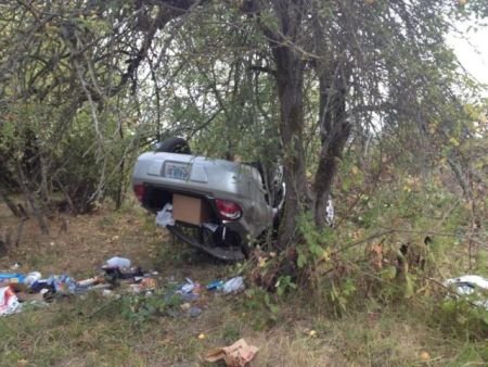 A woman from Molalla, Oregon was injured Wednesday morning in a rollover traffic crash off Highway 211 near S. Palmer Road west of Molalla. Photo Courtesy: Oregon State Police