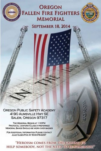 During a ceremony on Thursday in Salem, the names of five firefighters who gave their lives to protect Oregonians from various fires around the state will be added to the Oregon Fallen Firefighters Memorial. Image Courtesy: OPSA