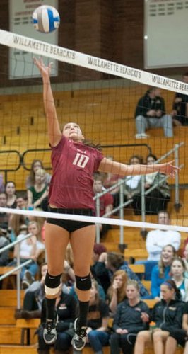 Sarah Fincher recorded 11 kills and six digs for the Bearcats against Western Oregon. Photo Courtesy