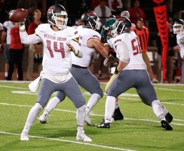 The Humboldt State University football team used 17 unanswered points in the second half to pull away from Western Oregon University Saturday, 34-16. Photo Courtesy: WOU Athletics