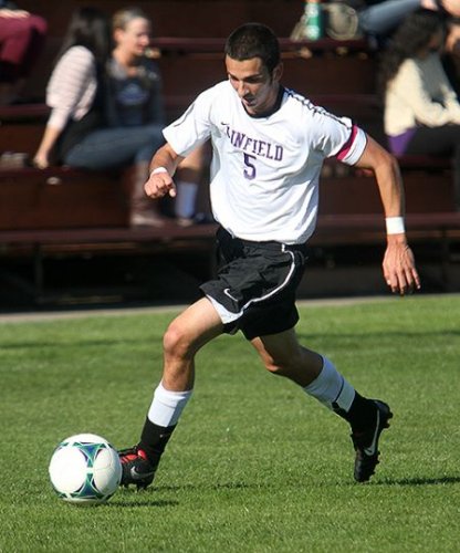 Brian DeGrandmont scored two goals in first live action of the season. Photo Courtesy: Linfield Athl