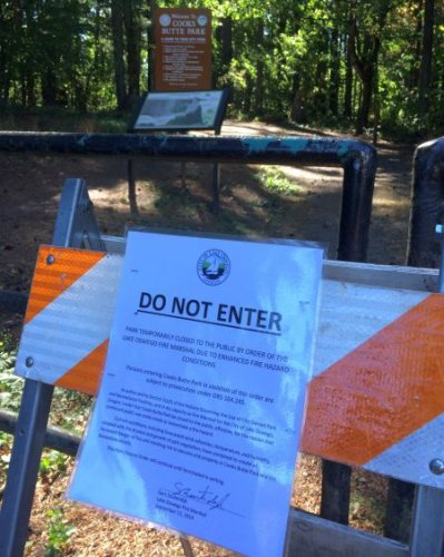 The Lake Oswego Fire Department has ordered Cooks Butte Park officially closed through the weekend. 