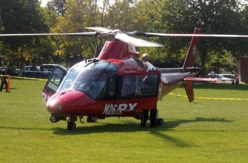 A REACH air ambulance based out of Corvallis lands at Salem’s Riverfront Park earlier this summer.