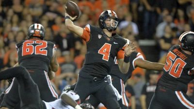 Senior quarterback Sean Mannion became Oregon State all-time passing leader on Saturday night by moving ahead of Derek Anderson (2001-04) in the third quarter of OSU’s game with San Diego State at Reser Stadium. Photo Courtesy: Karl Maasdam  - Oregon State Athletics 