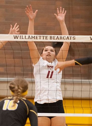 Lindsey Compton earned 18 assists and 16 digs in Willamette's win over Redlands. Photo Courtesy: Wil